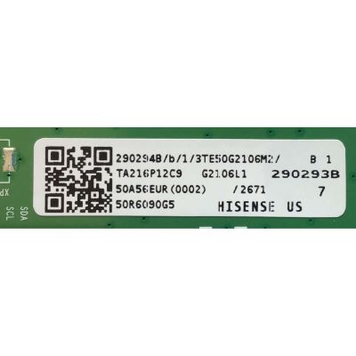 MAIN FUENTE PARA TV HISENSE NUMERO DE PARTE 290294 / RSAG7.820.10255/ROH / 290293 / 3TE50G2106M2 / TA216P12C9 / G2106L1 / PANEL HD500X1U92-T0L3/C1\S0\CKD3A\ROH\NOC / MODELO 50R6090G5 50G2106L / 50R6090G5 - Imagen 2